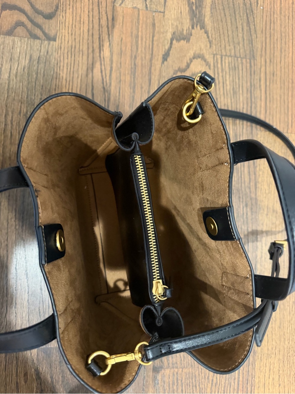 ZARA Black Leather Tote Bag with Shoulder Strap-Excellent Condition - Picture 4 of 5